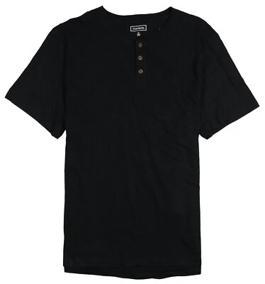 Camisa Henley CLUB ROOM Todo Algodón Sólido Talla S Pequeña Negra Foto 1 de 2