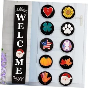 Welcome Sign for Front Door, 47 x 7.9 Wooden Sign with 10 Interchangeable Black - Picture 1 of 7