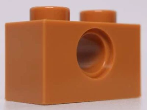 Lego 12x Medium Nougat 1 x 2 Brick Modified Technic with Hole - Picture 1 of 1