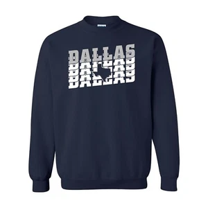 Dallas Retro Repeat - Hometown Sport Team Football Crewneck Sweatshirt - Navy - Picture 1 of 7