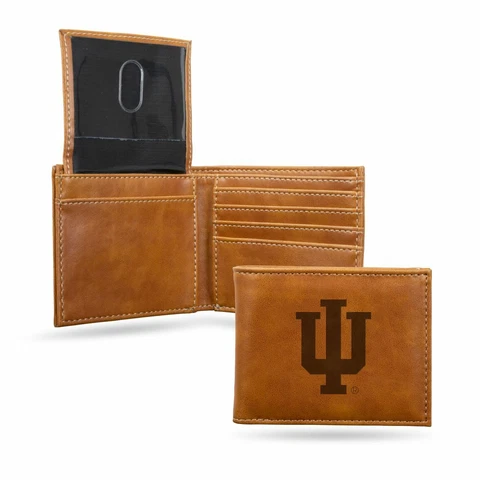 Indiana Hoosiers Laser Engraved Brown Billfold Wallet Cover
