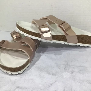 Birkenstock Women’s Size 7 EU 38 Narrow Yao Balance Rose Gold Slides Y23-1351 - Picture 1 of 10