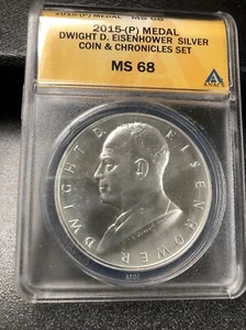 2015-P Chronicles Eisenhower Silver Presidential Medal, NGC MS-68. - Picture 1 of 3