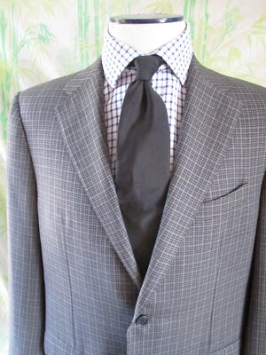 Corneliani 灰色黑色格子格子格超细羊毛西装夹克 54R 42S — 第 1/4 张图片