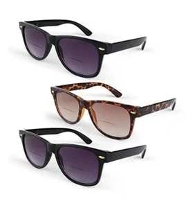 Gafas de sol ópticas primarias 3 gafas de lectura + 3,50 negras marrones bifocales Wayfarer - Imagen 1 de 1