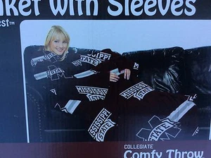Mississippi State Bulldogs Collegiate Comfy Throw Blanket with Sleeves NEW - Picture 1 of 2