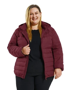 Abrigo de plumón de invierno Soularge para mujer talla grande empacable ligero capucha desmontable - Imagen 1 de 37