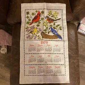 Vintage 1978 Linen Bicentennial Kitchen Towel 4 Birds on a branch Excellent Cond - Picture 1 of 8