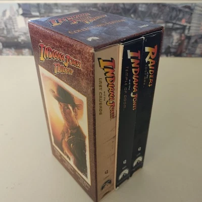The Indiana Jones Trilogy [Raiders, Temple, Crusade] (VHS, 1989) 3 Movie Box Set - Image 1 of 2