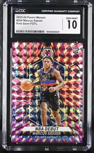 2023-24 Panini Mosaic Marcus Sasser #264 Pink Swirl FOTL 18/18 Basketball CGC 10 - Picture 1 of 2