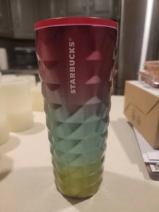 Vaso de rejilla degradado de verano Starbucks 2025 24 OZ rosa/azul/amarillo falta pajita - Imagen 1 de 7