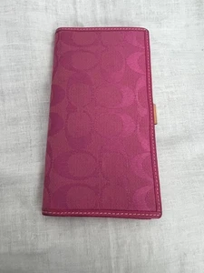 Coach Pink Signature Leather Notebook Cover Used 10x20cm - Picture 1 of 4