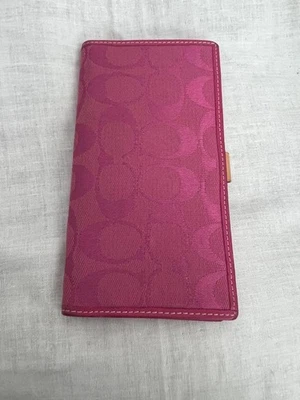 Coach Pink Signature Leather Notebook Cover Used 10x20cm - Image 1 of 4