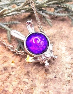 Genuine Nature Purple Meteorite Bunny Astronaut S925 Pendant Necklace - Picture 1 of 10