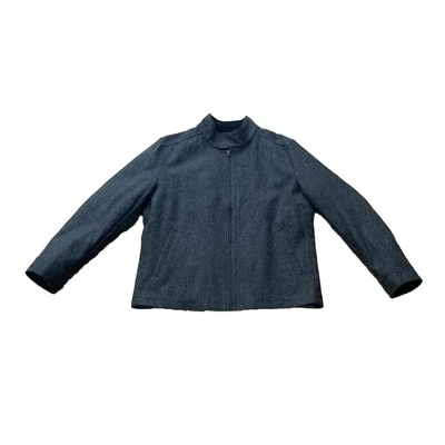 Chaqueta para hombre Banana Republic mezcla de lana negra gris bolsillos con cremallera forrada talla grande Foto 1 de 4