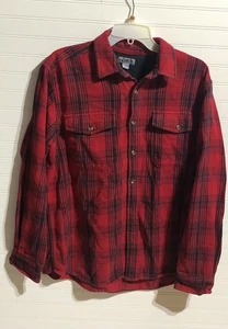 Camisa Gander Mountain Guide Series Roja a Cuadros Peso Pesado Franela Abotonada Hombres L - Imagen 1 de 11
