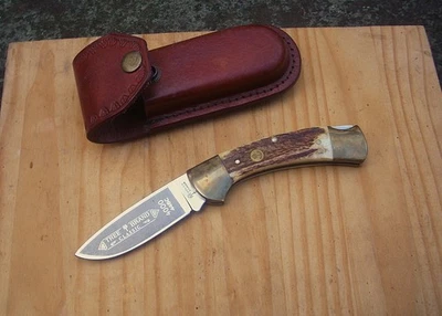 Vintage Custom Stag Boker Classic Treebrand 4000 Folding Drop Point Knife - Image 1 of 4