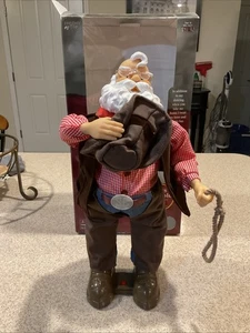 Vtg 16” Holiday Time Animated Singing Cowboy Santa Dances/Tips Hat Works Great! - Picture 1 of 3