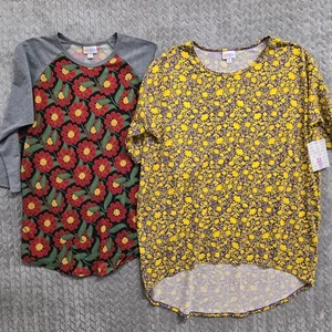 2 Lularoe Randy Irma Tunika Shirt Damen Medium Mehrfarbig Kurzarm Blumen - Bild 1 von 14