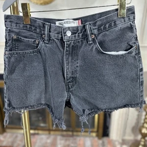 Levi’s 550 Black Denim Cutoff Shorts W33 Relaxed Fit High Rise Vintage 90s Y2K - Picture 1 of 5