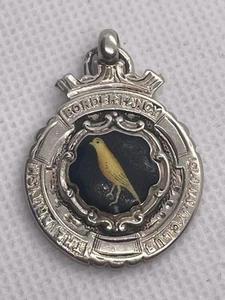 Vintage massive Silber & Emaille Anhänger Medaille britische Grenze Fancy Canary Club 1931 - Bild 1 von 4