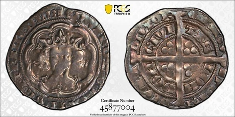 (1351-52) Great Britain 1 Groat PCGS Cleaned-VF Detail Lot#G4658 Silver! S-1565 Cover