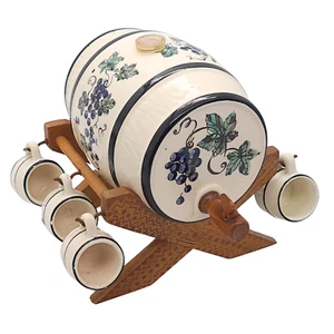 W. Germany Handarbeit Porcelain Whiskey Barrel & Cups Miniature Vintage - Picture 1 of 20