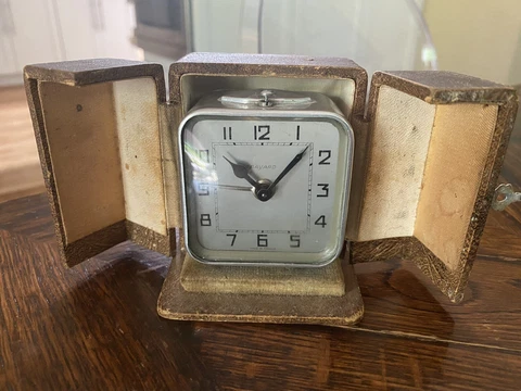 vintage French BAYARD Traveling Alarm CLOCK aluminum case Cover