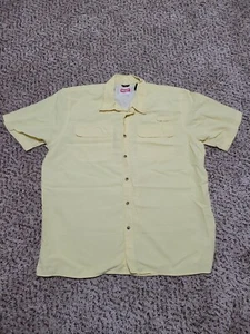 Wrangler Men's XL Pale Yellow Short Sleeve Button Up Nylon Shirt - Picture 1 of 7
