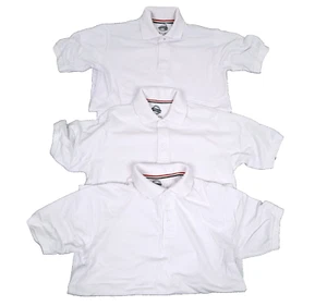 Lot of 3 Boys School Uniform Shirt  XL / 14 White Polo Short Sleeve - Picture 1 of 7