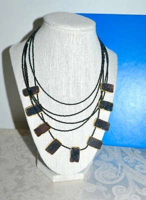 RAREZAS Collar Carol Brodie 5 Hilos Espinela Negra Drusy Oro Vermeil Foto 1 de 4