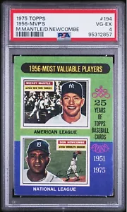 1975 Topps 1956 - MVP's Mickey Mantle/Newcombe #194 PSA 4 Sehr guter Erhaltungszustand neu beschichtet!! - Bild 1 von 3