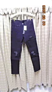 JEANS SOLDI SPORCHI NEGROS DESGASTADOS AJUSTADOS PREMIUM HIPHOP HOMBRES TALLA 30W X 29" L - Imagen 1 de 8