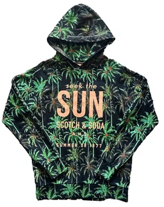 Scotch & Soda All Over Palm Tree Print French Terry Pullover Green Hoodie (M) - Picture 1 of 16
