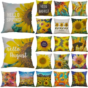 Sunflowers Throw Pillow case Sofa Couch Car Home Decor Square Cushion Cover - Picture 1 of 30