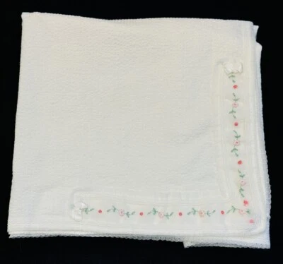 Vintage Dapper-Do Originals White Infant Girl Receiving Blanket Swaddle Cloth - Image 1 of 4