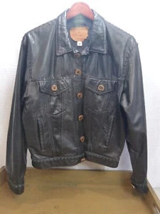 VTG BUFFALO CHIPS by Arturo BLACK LEATHER FRINGE JACKET ANTLER BUTTONS SIZE 40 - Picture 1 of 22