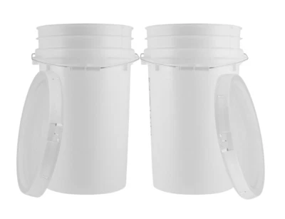 HOUSE NATURALS 7 Gallon Food Grade Bucket Pail BPA Free with lids pails 90mil (Pack of 2)
