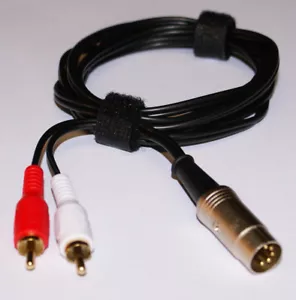 Emud B&O Tandberg Quad & Others 5 Pin Gold DIN to RCA Male Gold Cable 3ft NEW - Picture 1 of 3