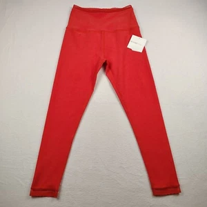 Beyond Yoga Leggings Womens Large Spacedye Allure Lace-Trim High Waist Red New - Picture 1 of 15