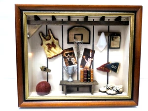 Basketball History Collectible Shadow Box Wood Framed Wall Hanging Jersey Shoes - Picture 1 of 9