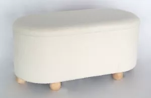 Boucle storage ottoman blanket box footstool in ivory white 95cm Length - Picture 1 of 23