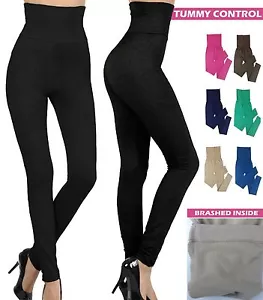 Lady Warm Winter High Waist Fleece Lined Thick Brushed Footless Leggings Pants - Picture 1 of 11