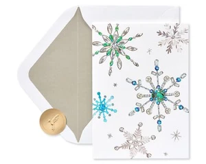 Tarjetas navideñas de papiro en caja con sobres deseos más cálidos copos de nieve 14 unidades - Imagen 1 de 8