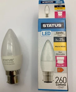 3 x 3w = 25w Watt B22 BC Bayonet Candle LED Light Bulbs Pearl Warm White Lamps - Picture 1 of 7