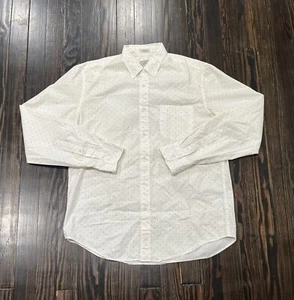 J. Crew Stretch Button Down Shirt Men’s Medium Classic White Blue Geometric - Picture 1 of 4