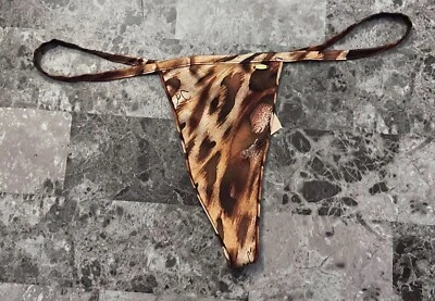 NWT VICTORIA'S SECRET S SILK BLEND SMOOTH LEOPARD VINTAGE RARE V STRING PANTIES - Image 1 of 4