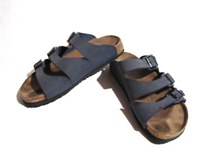 BIRKI'S Sandals Shoes Blue Cork 3 Strap Buckle Marseilla Germany Size M8 W10