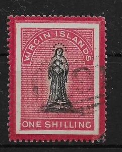 VIRGIN ISLANDS SG18a 1867 1/= BLACK & ROSE-CARMINE LONG TAILED S VAR USED - Picture 1 of 1