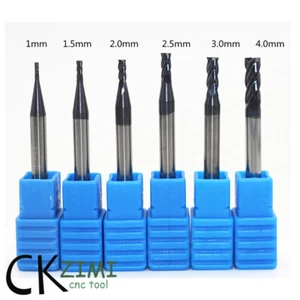 Juego de brocas de vástago cortador de 6 piezas de fresas de extremo de carburo CNC de 4 flautas de 1 ~ 4 mm - Imagen 1 de 5